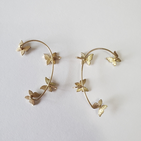 Silver Plated Metal Crystal Butterfly Ear Clips For Women Sparkling Zircon - Picture 10 of 10